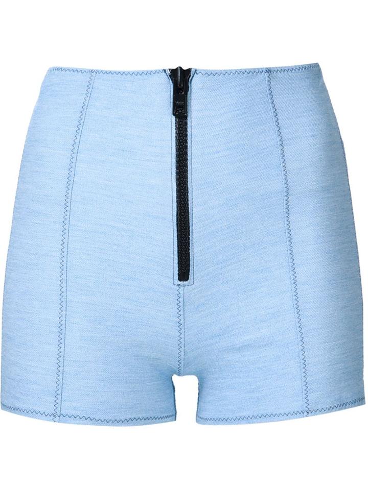 Lisa Marie Fernandez Ruffled High Waist Bikini, Women's, Size: 2, Blue, Cotton/nylon/spandex/elastane