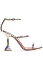 Amina Muaddi Gilda 95 Hologram Sandals - Hologram Platino