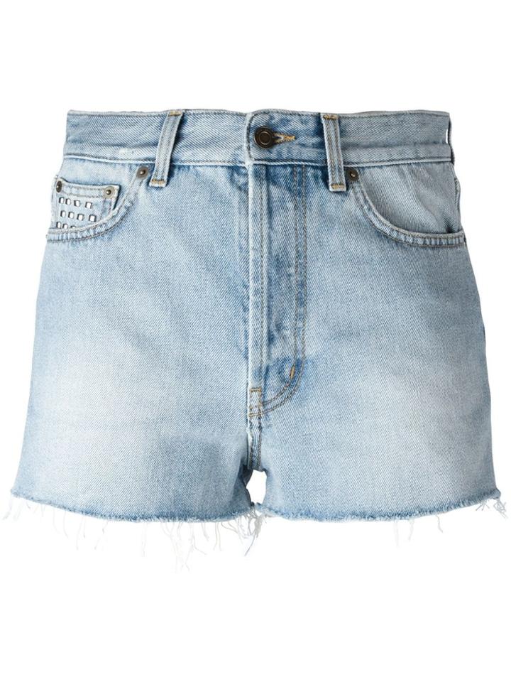 Saint Laurent Studded Denim Shorts - Blue