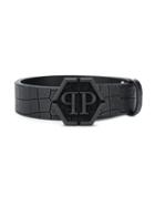 Philipp Plein Crocodile Embossed Belt - Black