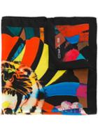 Etro Tiger Print Scarf, Men's, Black, Silk