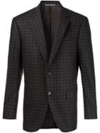 Canali Checked Notched Lapel Blazer, Men's, Size: 54, Brown, Cashmere/wool