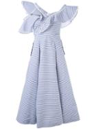 Striped Flared Dress - Women - Cotton/polyester - 8, Blue, Cotton/polyester, Self-portrait