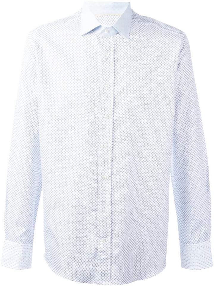 Etro Micro Print Shirt, Men's, Size: 39, White, Cotton