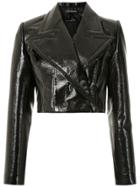 À La Garçonne Patent Biker Jacket - Black