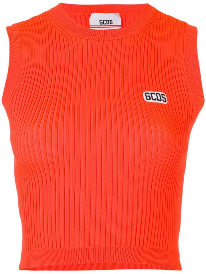 Gcds Ribbed Knit Tank Top - Orange