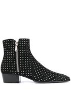 Balmain Micro Studded Ankle Boots - Black