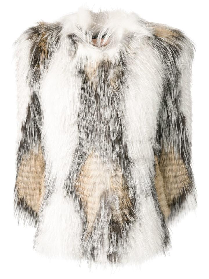 Yves Salomon Fur Midi Coat - White