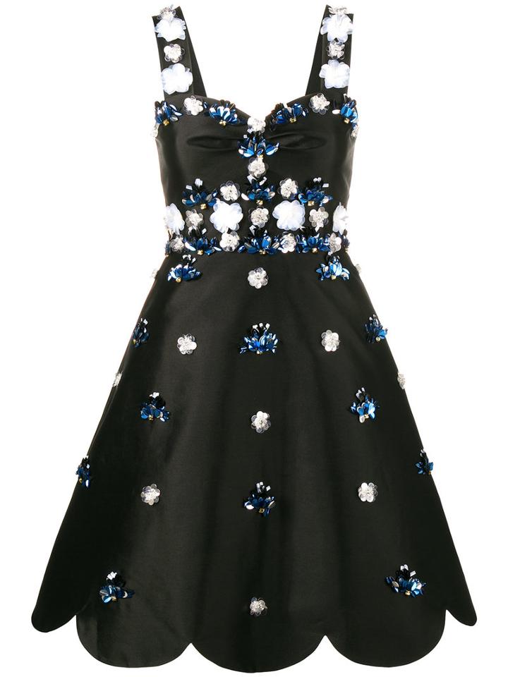 Huishan Zhang - Floral Sequin Cocktail Dress - Women - Silk/nylon/polyester/pvc - 8, Black, Silk/nylon/polyester/pvc
