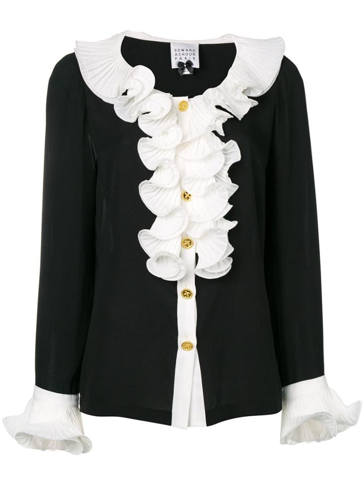 Edward Achour Paris Ruffled Detail Blouse - Black