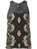 Roberto Cavalli Python Effect Tank Top - Black