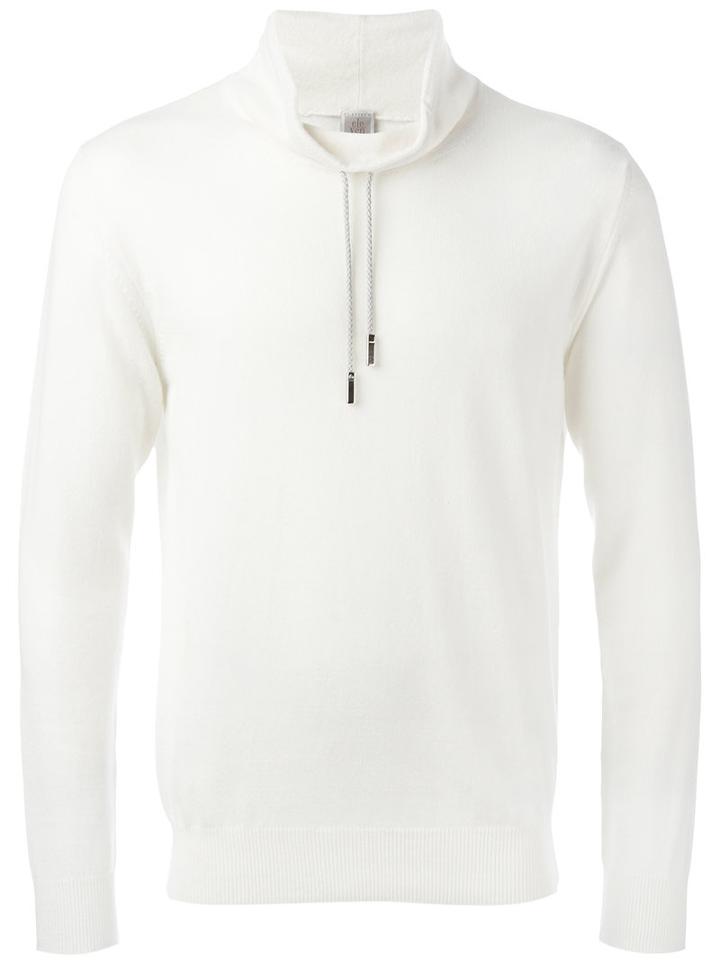 Eleventy Drawstring Cashmere Jumper, Men's, Size: Xl, White, Cashmere
