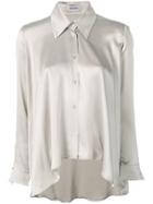 Balossa White Shirt Asymmetric Silk Shirt - Grey