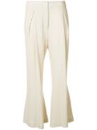 Dusan Flared Linen Trousers, Women's, Size: 42, White, Linen/flax