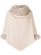 Max Mara Fur Trimmed Cape - Nude & Neutrals