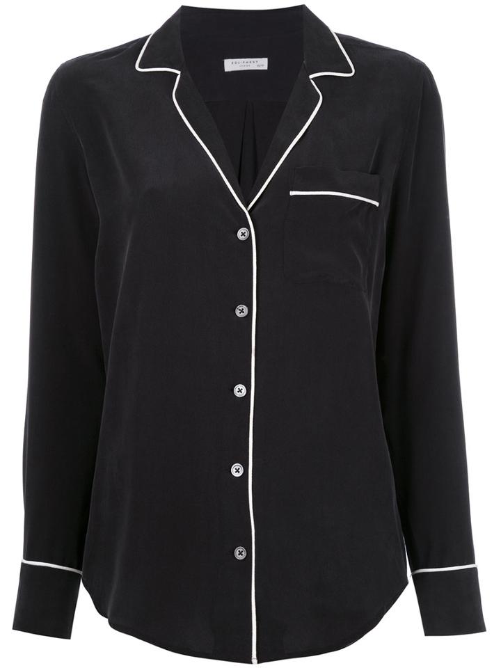 Equipment Contrast Piping Shirt, Women's, Size: Xs, Black, Silk