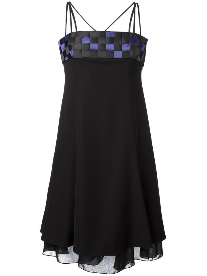 Armani Collezioni Woven Detail Dress, Women's, Size: 42, Black, Polyester