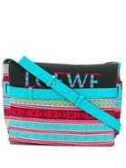 Loewe Stripe Knit Messenger Bag - Blue