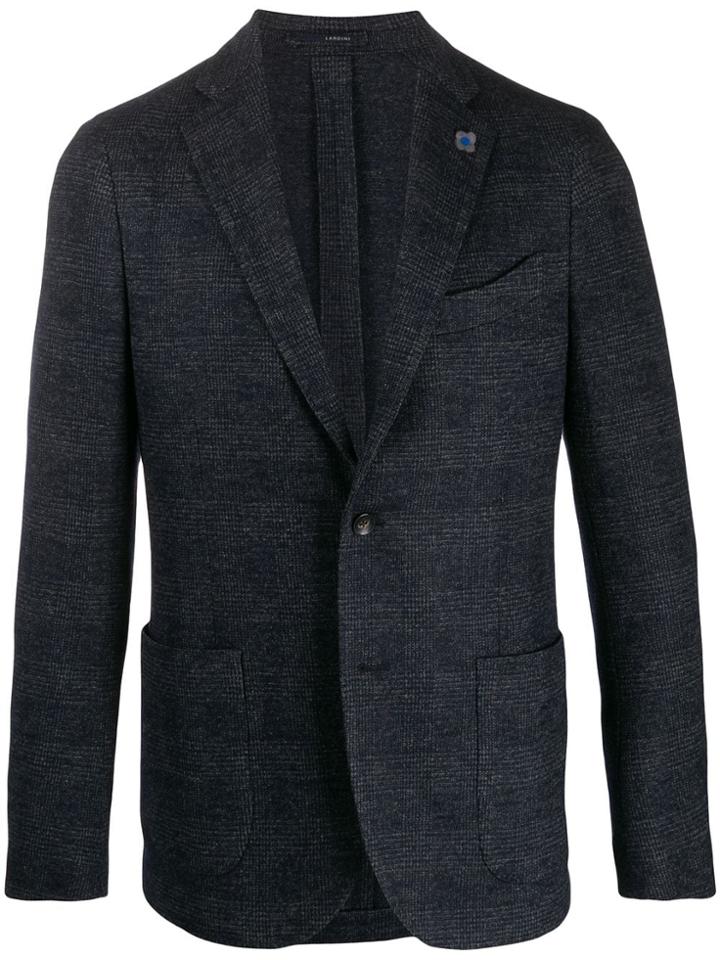 Lardini Plaid Fitted Blazer - Blue