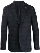 Lardini Plaid Fitted Blazer - Blue
