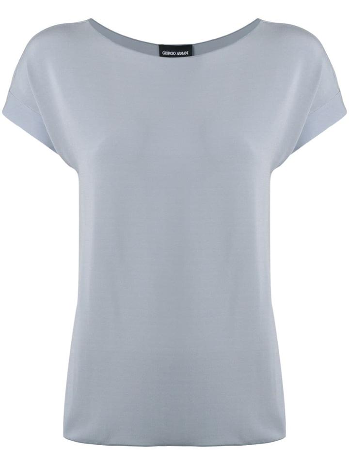 Giorgio Armani Draped Round Neck T-shirt - Blue