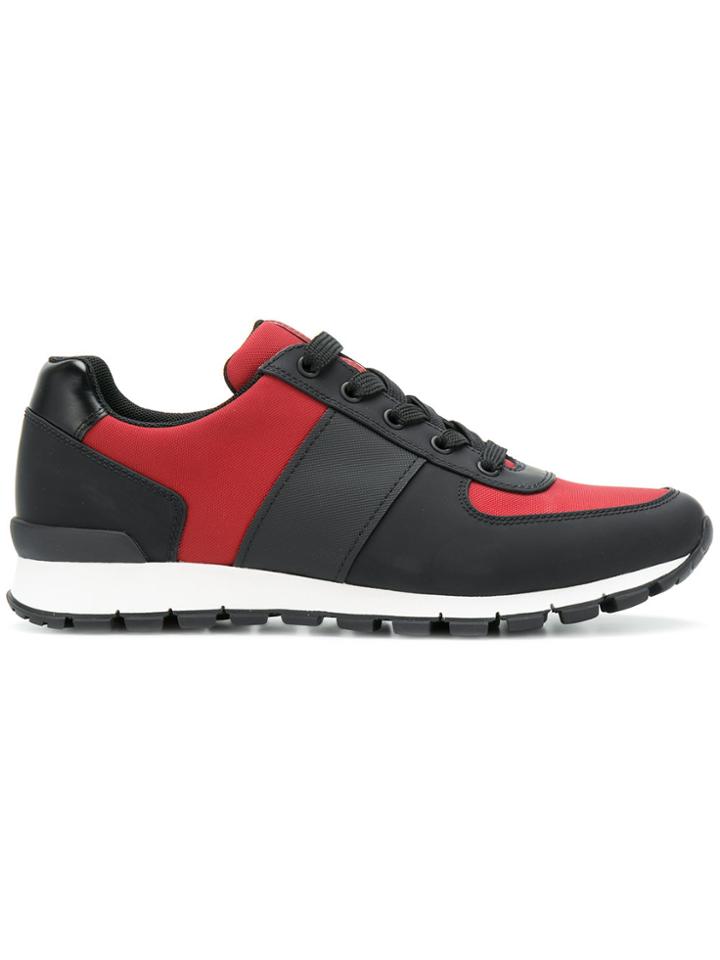 Prada Panelled Sporty Sneakers - Black