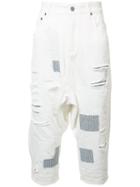 Mostly Heard Rarely Seen - Distressed Cropped Jeans - Men - Cotton - 32, White, Cotton