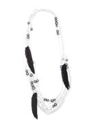 Ann Demeulemeester Beaded Feather Necklace - White
