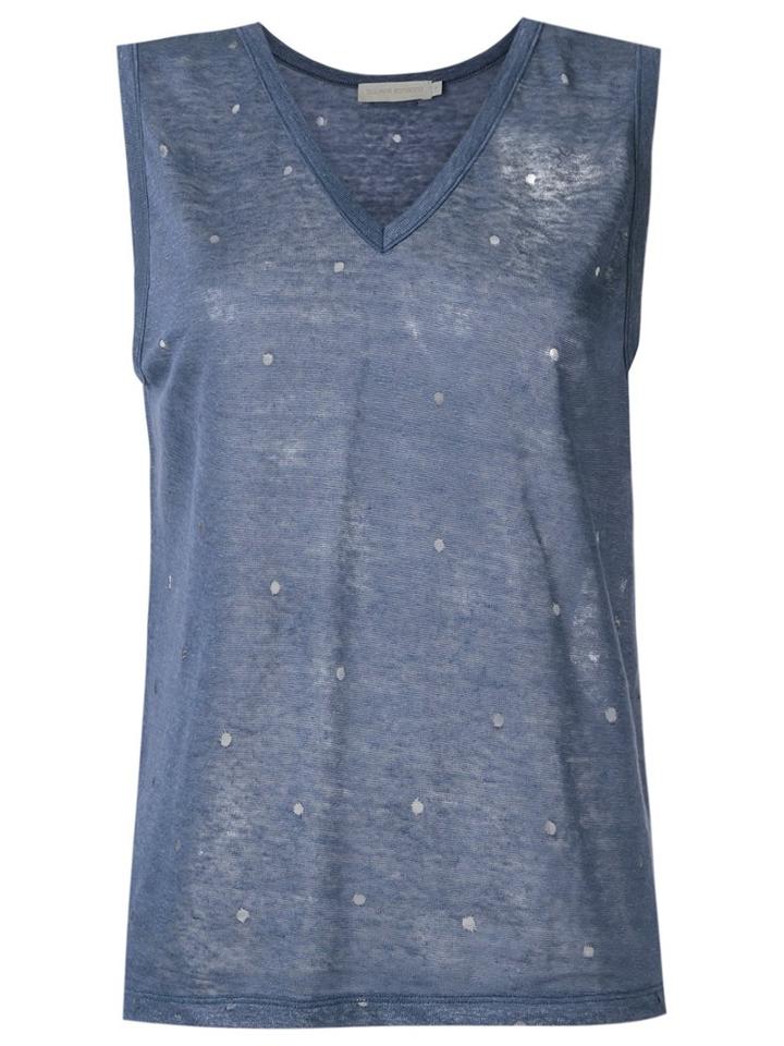 Giuliana Romanno Linen Top, Women's, Size: P, Blue, Linen/flax