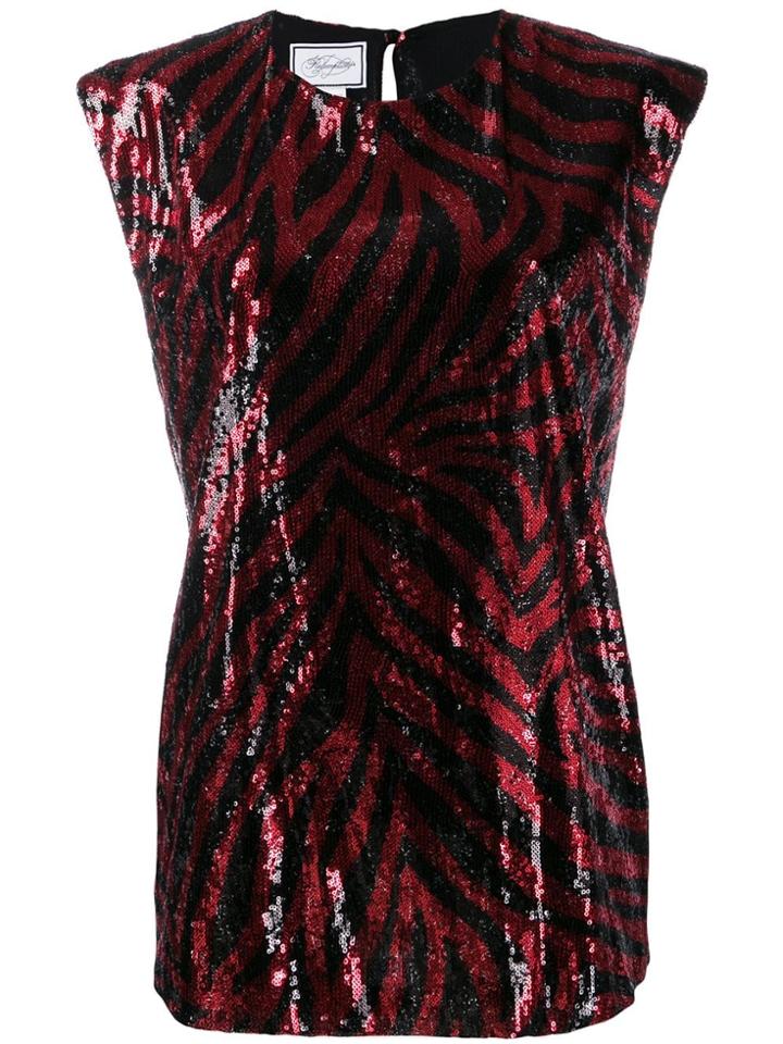 Redemption Sequinned Zebra-print Top - Black