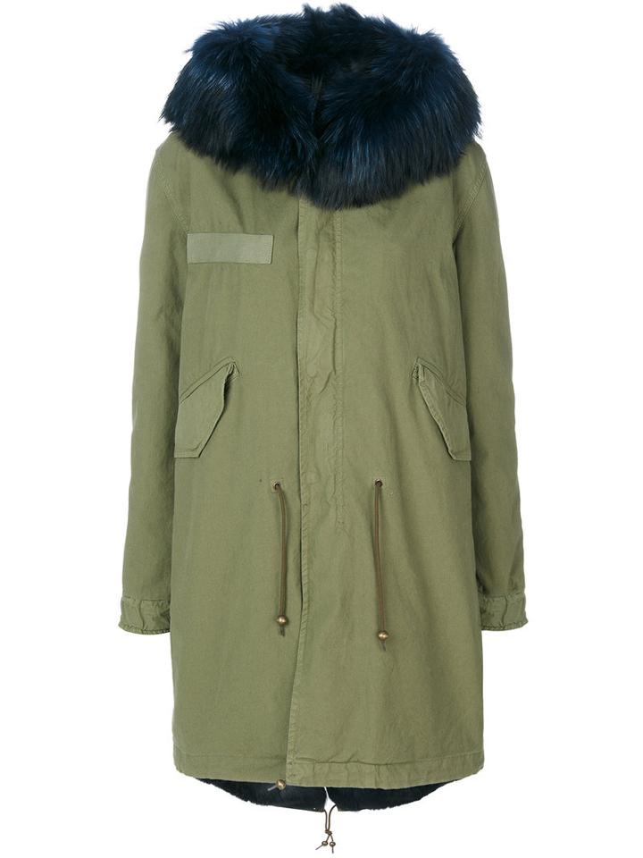 Mr & Mrs Italy - Fur Hooded Parka - Women - Cotton/lamb Skin/rabbit Fur/raccoon Dog - Xs, Green, Cotton/lamb Skin/rabbit Fur/raccoon Dog
