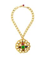 Chanel Vintage Gripoix Medallion Choker Necklace, Women's, Metallic
