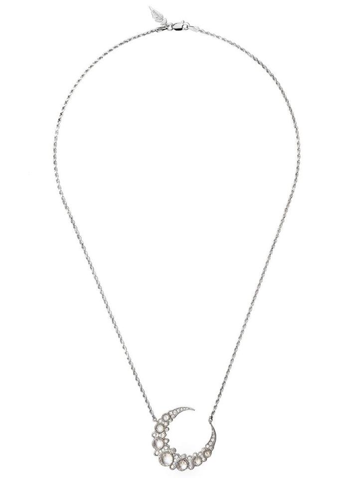 Colette 18kt Black Gold Crescent Necklace - White
