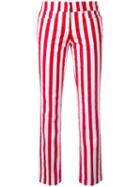 Dondup - Vertical Stripe Trousers - Women - Cotton/spandex/elastane - 40, Red, Cotton/spandex/elastane