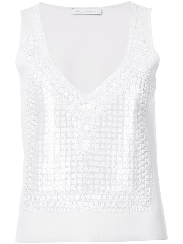 Sally Lapointe Geometric Embellished Tank Top - White