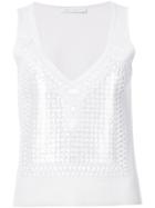 Sally Lapointe Geometric Embellished Tank Top - White