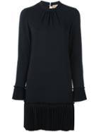 No21 Pleated Detailing Shift Dress, Women's, Size: 40, Black, Viscose/spandex/elastane