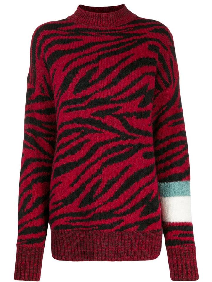 Brognano Zebra-stripe Knitted Jumper - Red