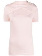 Balmain Cut-out Jersey Top - Pink