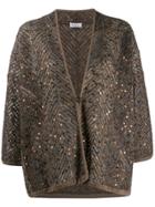 Brunello Cucinelli Chevron Knit Cardigan - Brown