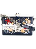 Dolce & Gabbana - Dolce Shoulder Bag - Women - Leather/swarovski Crystal - One Size, Blue, Leather/swarovski Crystal