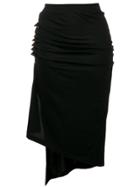 Paco Rabanne Asymmetric Side Button Pencil Skirt - Black