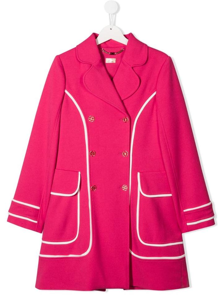 Elisabetta Franchi La Mia Bambina Teen Double Breasted Coat - Pink
