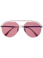 Fendi Eyewear Aviator Frame Sunglasses - Silver
