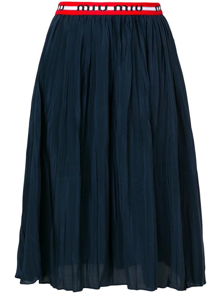 Miu Miu Pleated Midi Skirt - Blue