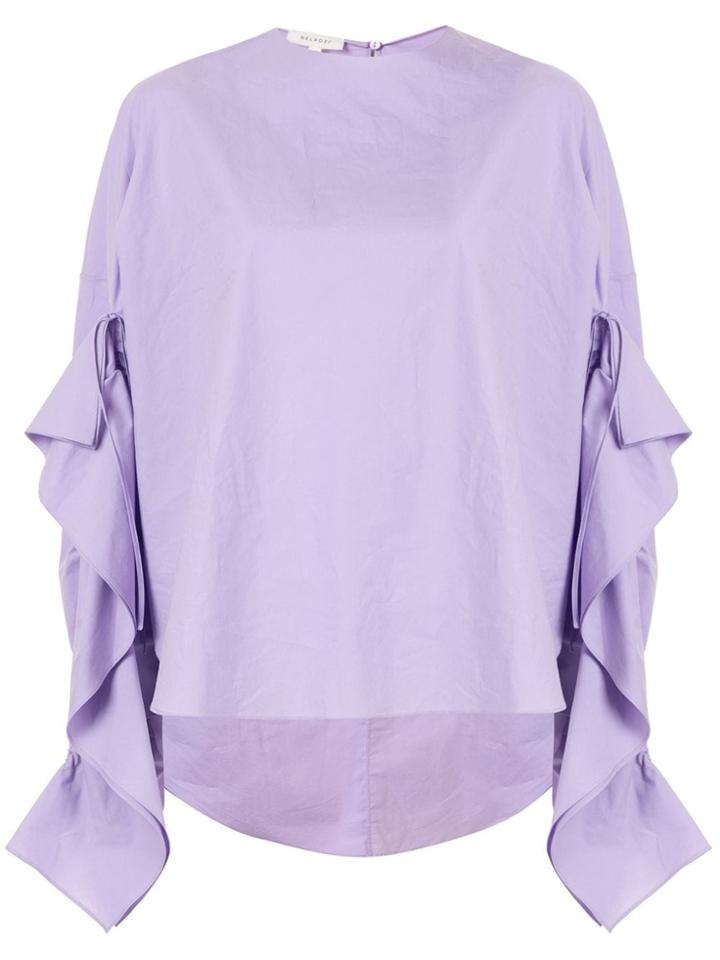Delpozo Ruffle Trim Poplin Shirt - Purple