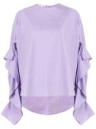 Delpozo Ruffle Trim Poplin Shirt - Purple