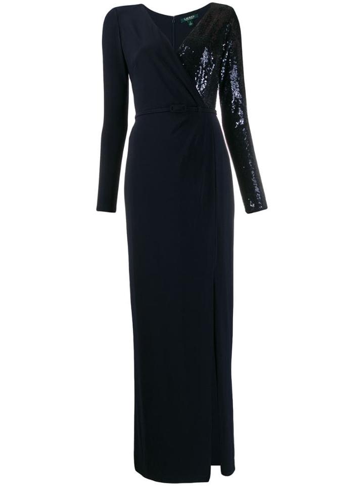 Lauren Ralph Lauren Sequin Embroidered Detail Dress - Blue