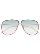 Gucci Eyewear Green And Red Gradient Lens Aviator Sunglasses