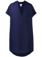 Sulvam V-neck Open Side Shirt, Men's, Size: Large, Blue, Tencel
